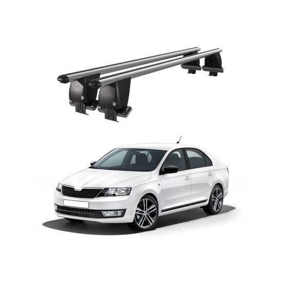 Bare transversale portbagaj auto Skoda Rapid NH1 2012+ idealSTORE, plafon neted, aluminiu, argintiu, blocare cu cheie