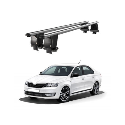 Bare transversale portbagaj auto Skoda Rapid NH1 2012+ idealSTORE, plafon neted, aluminiu, argintiu, blocare cu cheie
