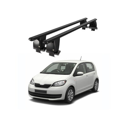 Bare transversale portbagaj auto Skoda Citigo 2012+ idealSTORE, plafon neted, aluminiu, negru, blocare cu cheie