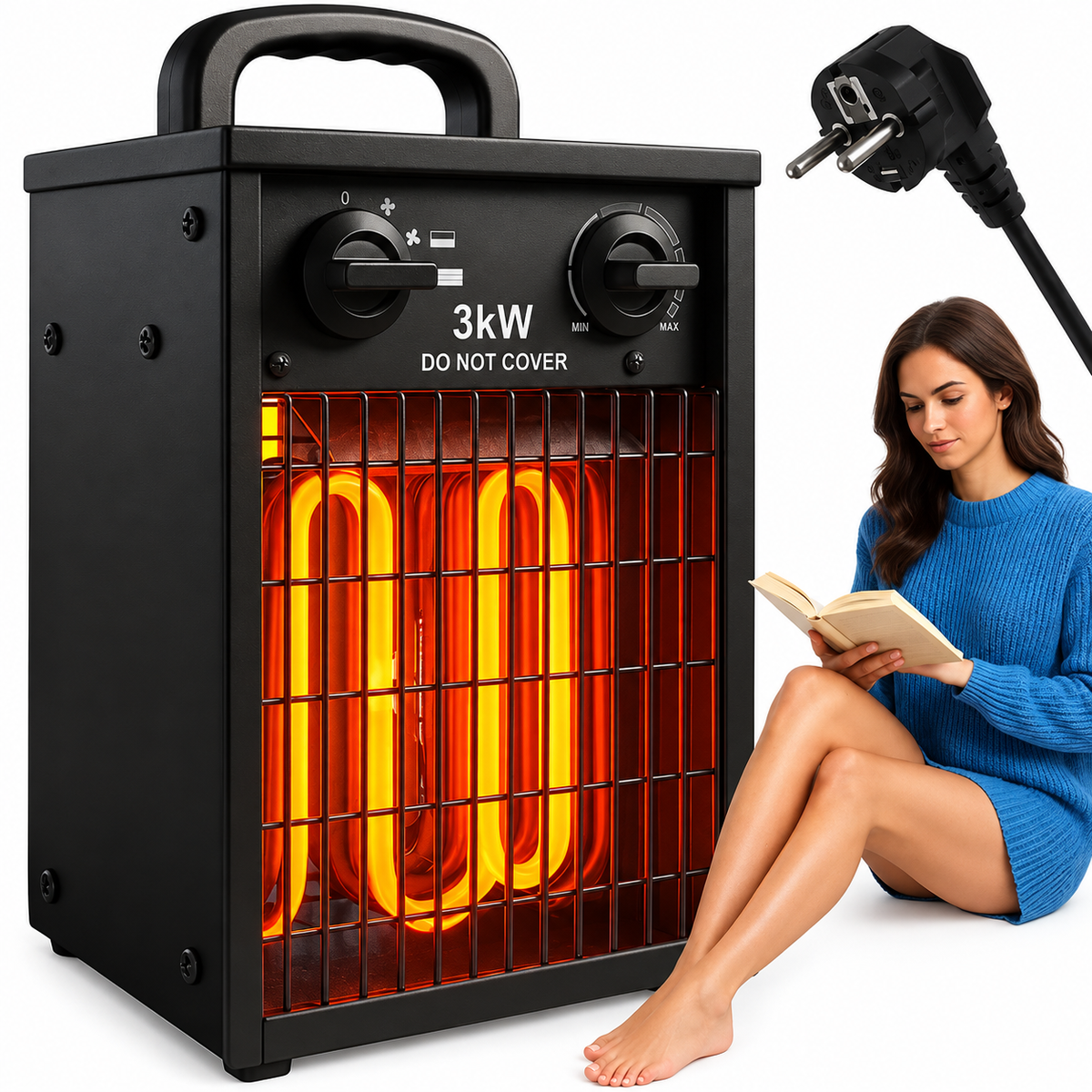 Radiator electric idealSTORE, Putere 3000w, Detine 2 trepte de putere, Termostat reglabil 0°C-85°C