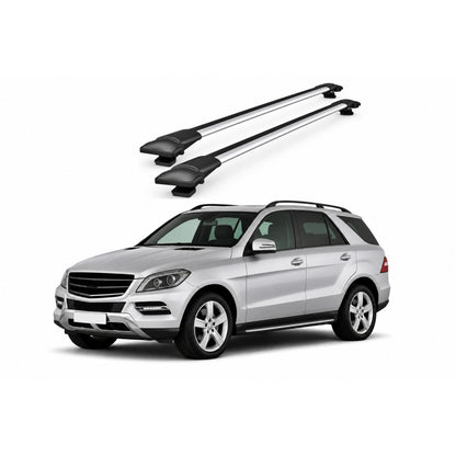 Bare Portbagaj Transversale idealSTORE pentru Mercedes-Benz ML (W166) SUV 2012-2015, 96-100 cm, Aluminiu, T-slot, Aerodinamice, Rezistenta la Coroziune, Sarcina Maxima 75 kg