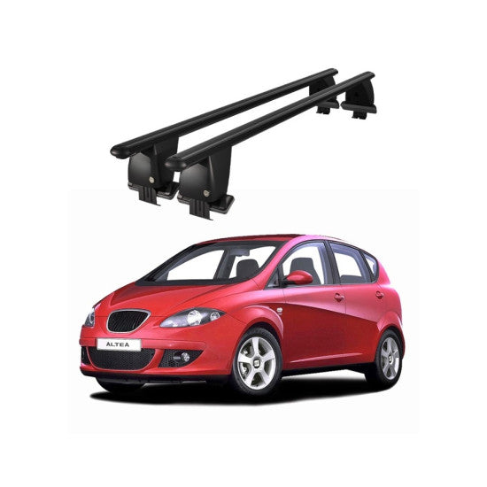 Bare transversale portbagaj auto Seat Altea 2004-2009 idealSTORE, plafon neted, aluminiu, negru, blocare cu cheie