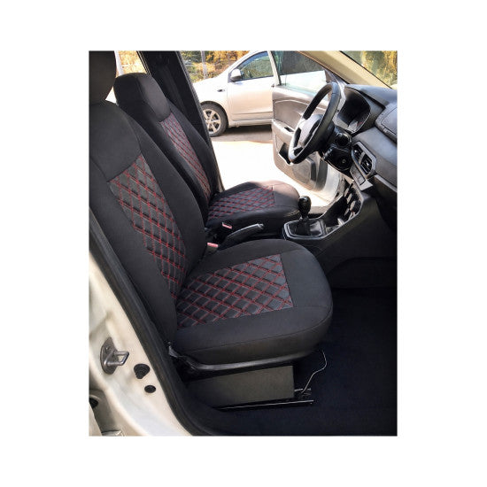 Huse Scaune Auto idealSTORE compatibile Dacia Jogger 2021-> 7 locuri, Spatar bancheta Fractionat, Material Premium, Imitatie Piele, Model Romb