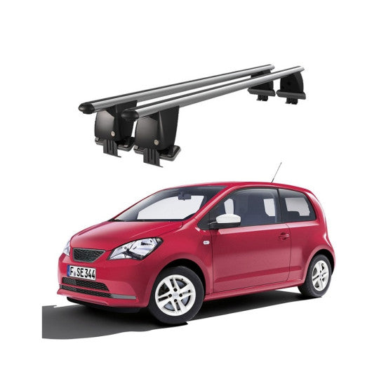 Bare transversale portbagaj auto Seat Mii 2012-2021 idealSTORE, plafon neted, aluminiu, argintiu, blocare cu cheie