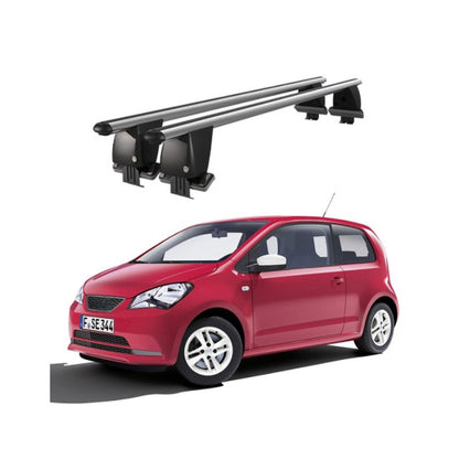 Bare transversale portbagaj auto Seat Mii 2012-2021 idealSTORE, plafon neted, aluminiu, argintiu, blocare cu cheie