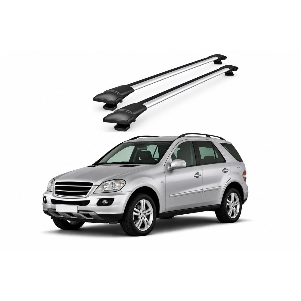 Bare Portbagaj Transversale idealSTORE pentru Mercedes-Benz ML (W164) SUV 2006-2011, 92-100 cm, Aluminiu, T-slot, Aerodinamice, Rezistenta la Coroziune, Sarcina Maxima 75 kg