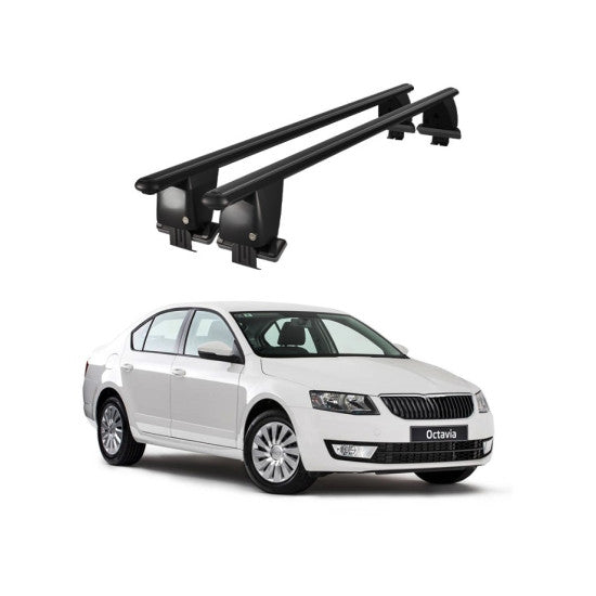 Bare transversale portbagaj auto Skoda Octavia III 5E 2013+ idealSTORE, plafon neted, aluminiu, negru, blocare cu cheie