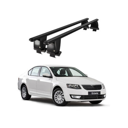 Bare transversale portbagaj auto Skoda Octavia III 5E 2013+ idealSTORE, plafon neted, aluminiu, negru, blocare cu cheie