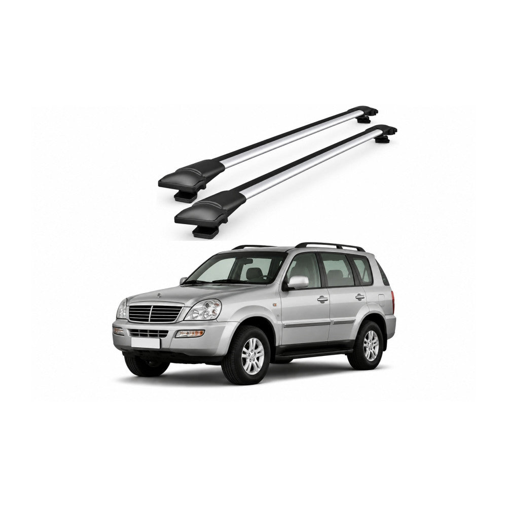Bare Portbagaj Transversale idealSTORE pentru SsangYong Rexton (Y200) SUV 2001-2005, 80-84 cm, Aluminiu, T-slot, Aerodinamice, Rezistenta la Coroziune, Sarcina Maxima 75 kg