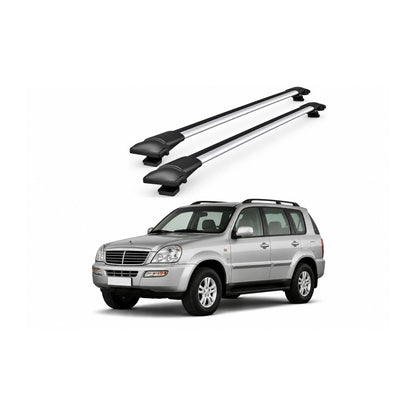 Bare Portbagaj Transversale idealSTORE pentru SsangYong Rexton (Y200) SUV 2001-2005, 80-84 cm, Aluminiu, T-slot, Aerodinamice, Rezistenta la Coroziune, Sarcina Maxima 75 kg