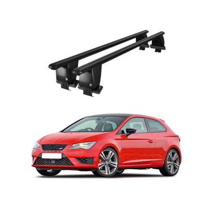 Bare transversale portbagaj auto Seat Leon 1P 2009-2013 idealSTORE, plafon neted, aluminiu, negru, blocare cu cheie