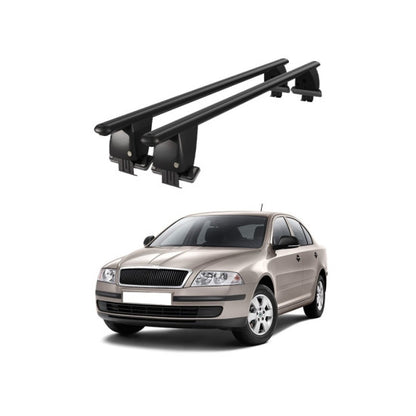 Bare transversale portbagaj auto Skoda Octavia 1Z 2008-2013 idealSTORE, plafon neted, aluminiu, negre, blocare cu cheie