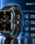 SmartWatch idealStore XiaBest, Apel Bluetooth, NFC, Asistent Vocal, urmarire GPS, Moduri sportive, Senzor Oxigen Caldura, Incarcare fara Fir, Frecventa Cardiaca, Tensiune Arteriala, Parola, Memento Menstrual, Curea Neagra din Silicon