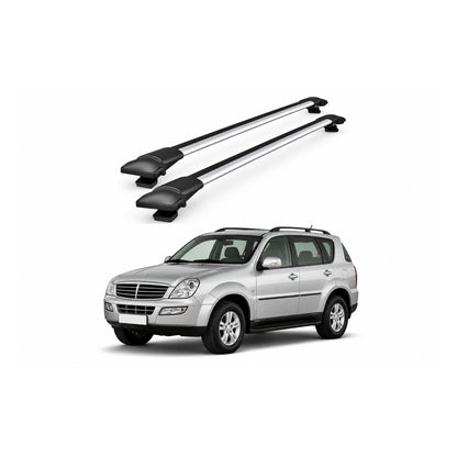 Bare Portbagaj Transversale idealSTORE pentru SsangYong Rexton (Y250) SUV 2006-2012, 80-84 cm, Aluminiu, T-slot, Aerodinamice, Rezistenta la Coroziune, Sarcina Maxima 75 kg