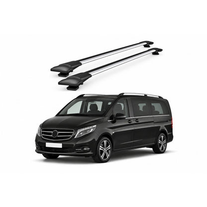 Bare Portbagaj Transversale idealSTORE pentru Mercedes-Benz V-Class (W447) MPV 2015-, 116-120 cm, Aluminiu, T-slot, Aerodinamice, Rezistenta la Coroziune, Sarcina Maxima 75 kg