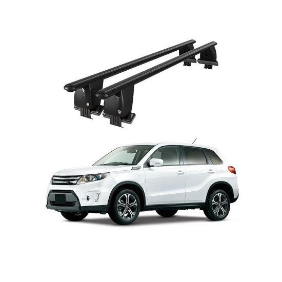 Bare transversale portbagaj auto Suzuki Vitara LY 2015+ idealSTORE, plafon neted, aluminiu, negre, blocare cu cheie