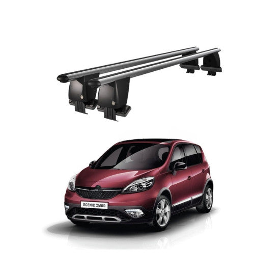 Bare transversale portbagaj Renault Scenic XMOD 2009-2013 idealSTORE, aluminiu, plafon neted, argintii