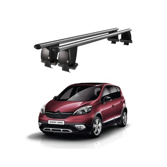 Bare transversale portbagaj Renault Scenic XMOD 2009-2013 idealSTORE, aluminiu, plafon neted, argintii