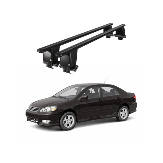 Bare transversale portbagaj auto Toyota Corolla E120 Sedan 2000-2007 idealSTORE, plafon neted, aluminiu, negru, blocare cu cheie