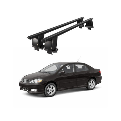 Bare transversale portbagaj auto Toyota Corolla E120 Sedan 2000-2007 idealSTORE, plafon neted, aluminiu, negru, blocare cu cheie