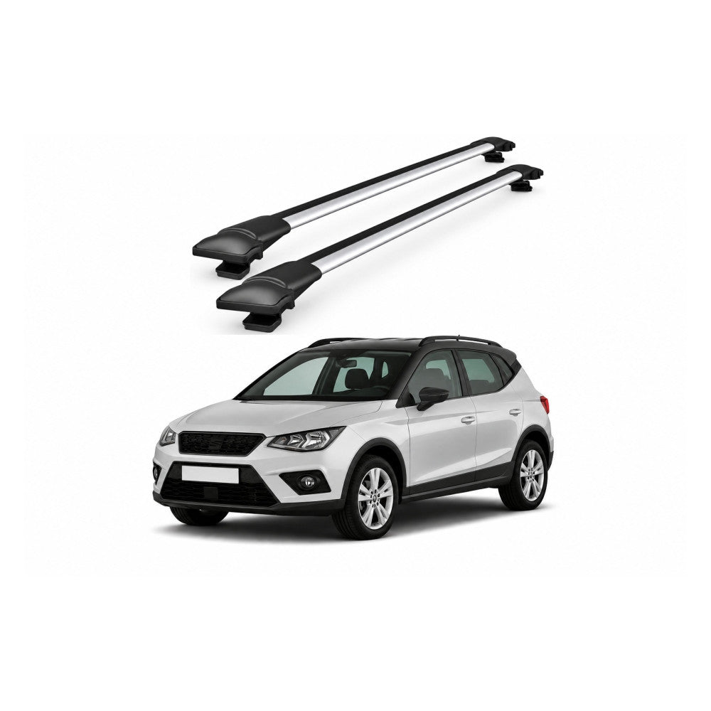 Bare Portbagaj Transversale idealSTORE pentru Seat Arona (KJ7) SUV 2017-, 80-88 cm, Aluminiu, T-slot, Aerodinamice, Rezistenta la Coroziune, Sarcina Maxima 75 kg