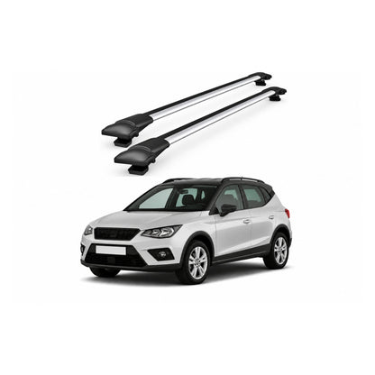 Bare Portbagaj Transversale idealSTORE pentru Seat Arona (KJ7) SUV 2017-, 80-88 cm, Aluminiu, T-slot, Aerodinamice, Rezistenta la Coroziune, Sarcina Maxima 75 kg