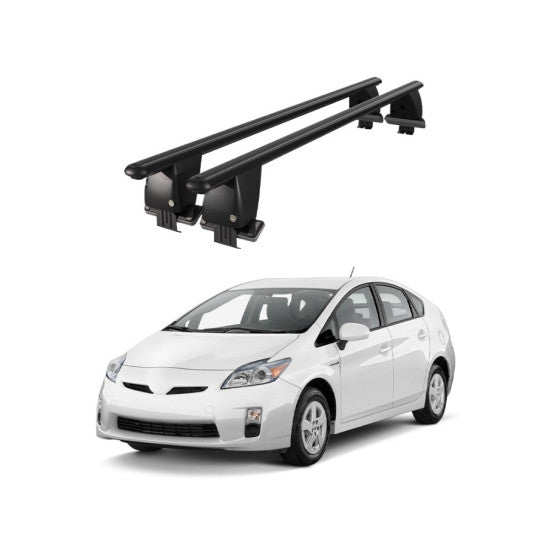 Bare transversale portbagaj auto Toyota Prius III XW30 2009-2015 idealSTORE, plafon neted, aluminiu, negre, blocare cu cheie
