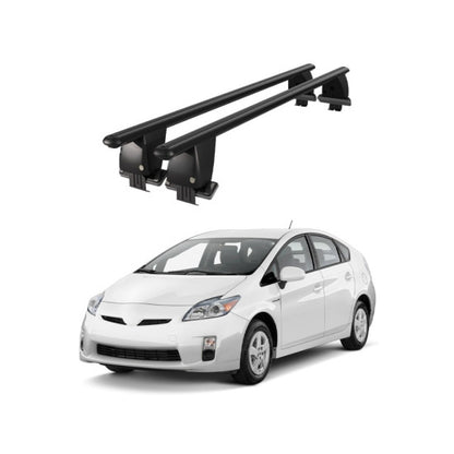 Bare transversale portbagaj auto Toyota Prius III XW30 2009-2015 idealSTORE, plafon neted, aluminiu, negre, blocare cu cheie