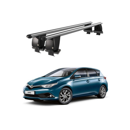 Bare transversale portbagaj auto Toyota Auris Hatchback 2018+ idealSTORE, plafon neted, aluminiu, argintiu, blocare cu cheie