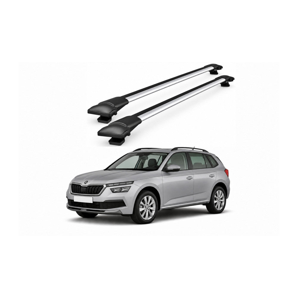 Bare Portbagaj Transversale idealSTORE pentru Skoda Kamiq SUV 2019-, 80-84 cm, Aluminiu, T-slot, Aerodinamice, Rezistenta la Coroziune, Sarcina Maxima 75 kg