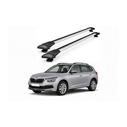 Bare Portbagaj Transversale idealSTORE pentru Skoda Kamiq SUV 2019-, 80-84 cm, Aluminiu, T-slot, Aerodinamice, Rezistenta la Coroziune, Sarcina Maxima 75 kg