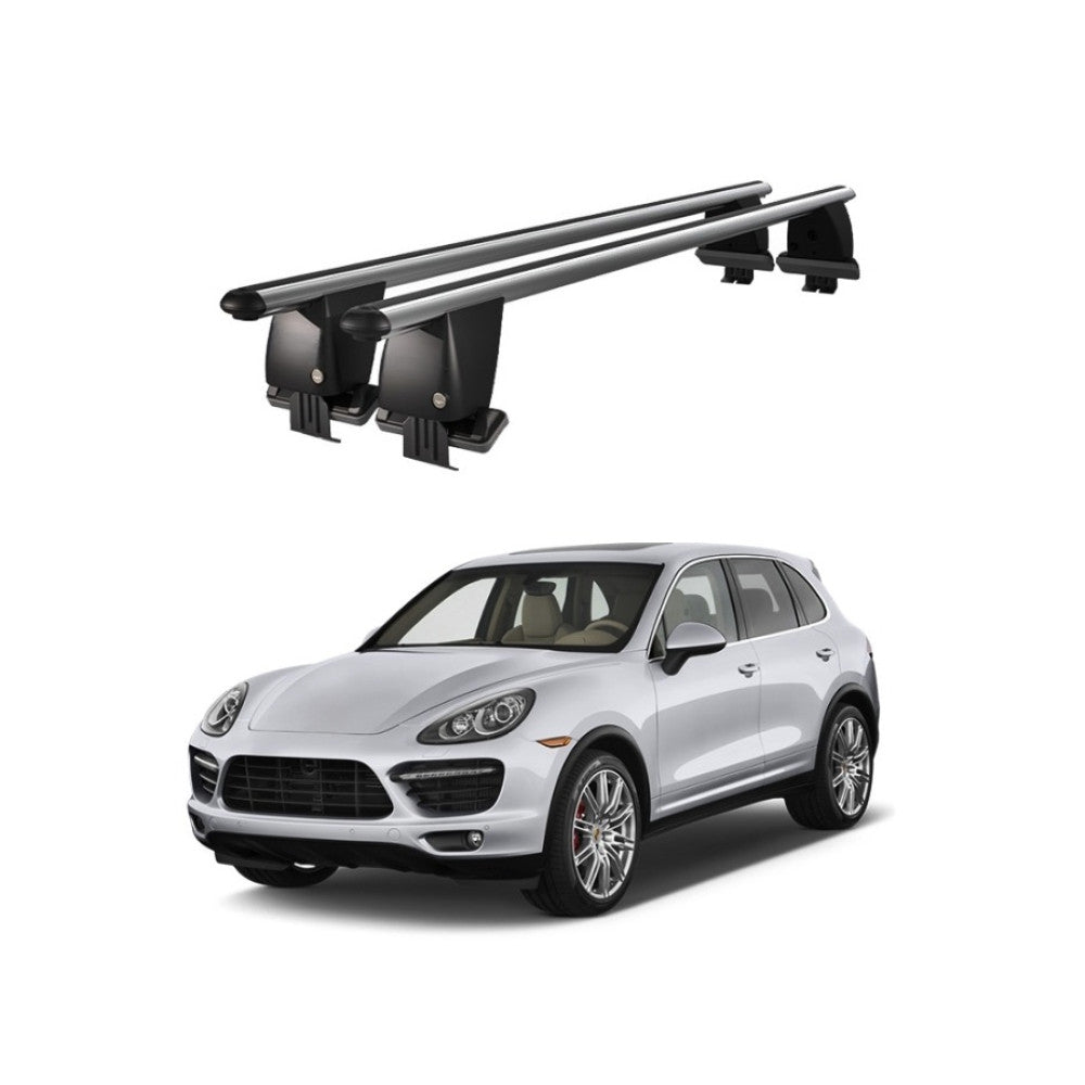 Bare transversale portbagaj Porsche Cayenne 92A 2011-2017 idealSTORE, aluminiu, plafon neted, argintii