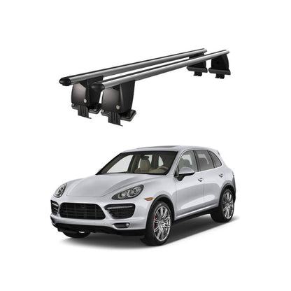 Bare transversale portbagaj Porsche Cayenne 92A 2011-2017 idealSTORE, aluminiu, plafon neted, argintii