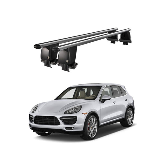 Bare transversale portbagaj Porsche Cayenne 92A 2011-2017 idealSTORE, aluminiu, plafon neted, argintii