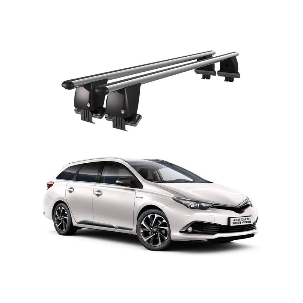 Bare transversale portbagaj auto Toyota Auris Touring Sports 2018+ idealSTORE, plafon neted, aluminiu, argintiu, blocare cu cheie