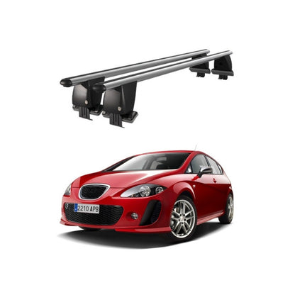 Bare transversale portbagaj auto Seat Leon 1P 2005-2009 idealSTORE, plafon neted, aluminiu, argintii, blocare cu cheie