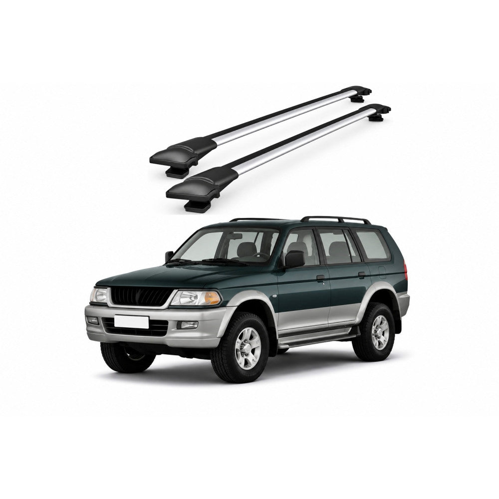 Bare Portbagaj Transversale idealSTORE pentru Mitsubishi Pajero Sport (Mk1) SUV 1996-2008, 96 cm, Aluminiu, T-slot, Aerodinamice, Rezistenta la Coroziune, Sarcina Maxima 75 kg