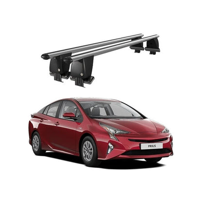 Bare transversale portbagaj auto Toyota Prius IV XW50 2015-2018 idealSTORE, plafon neted, aluminiu, argintiu, blocare cu cheie