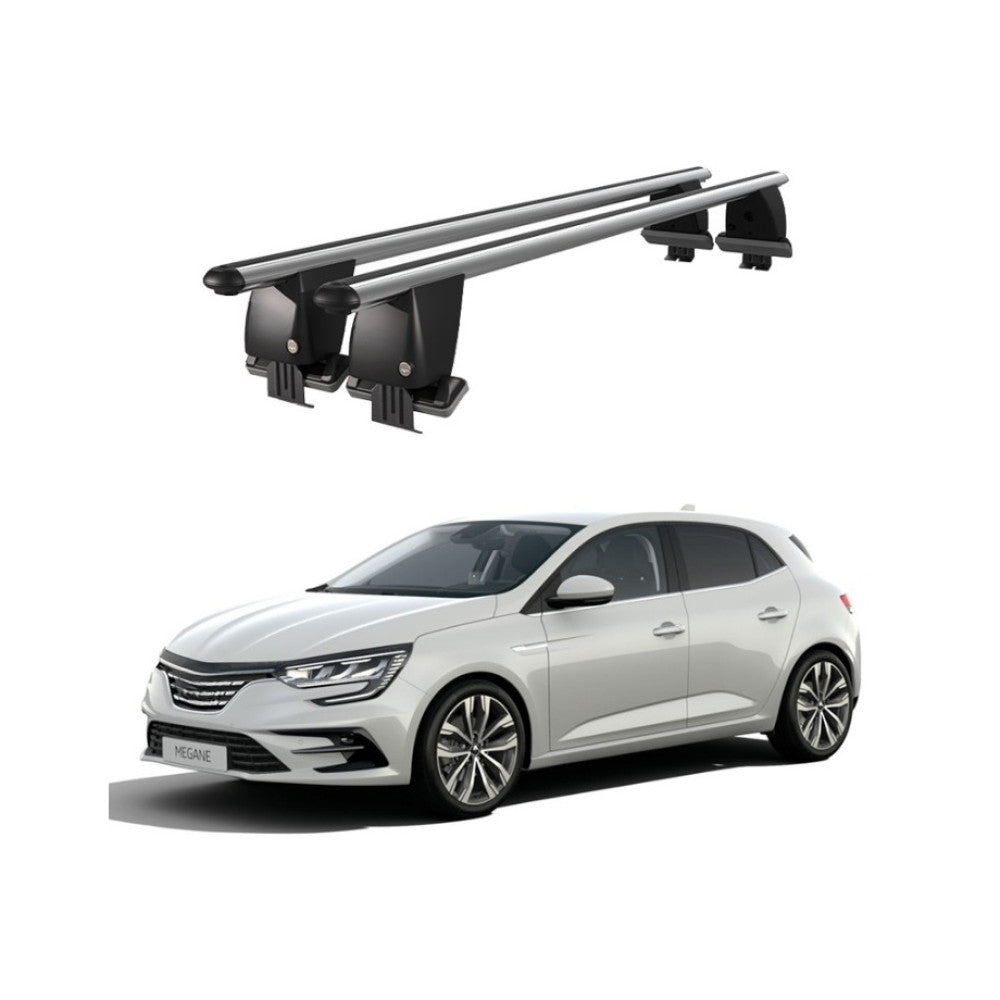 Bare transversale portbagaj Renault Megane IV 2016+ idealSTORE, aluminiu, plafon neted, argintii