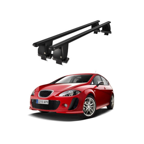 Bare transversale portbagaj auto Seat Leon 1P 2005-2009 idealSTORE, plafon neted, aluminiu, negru, blocare cu cheie