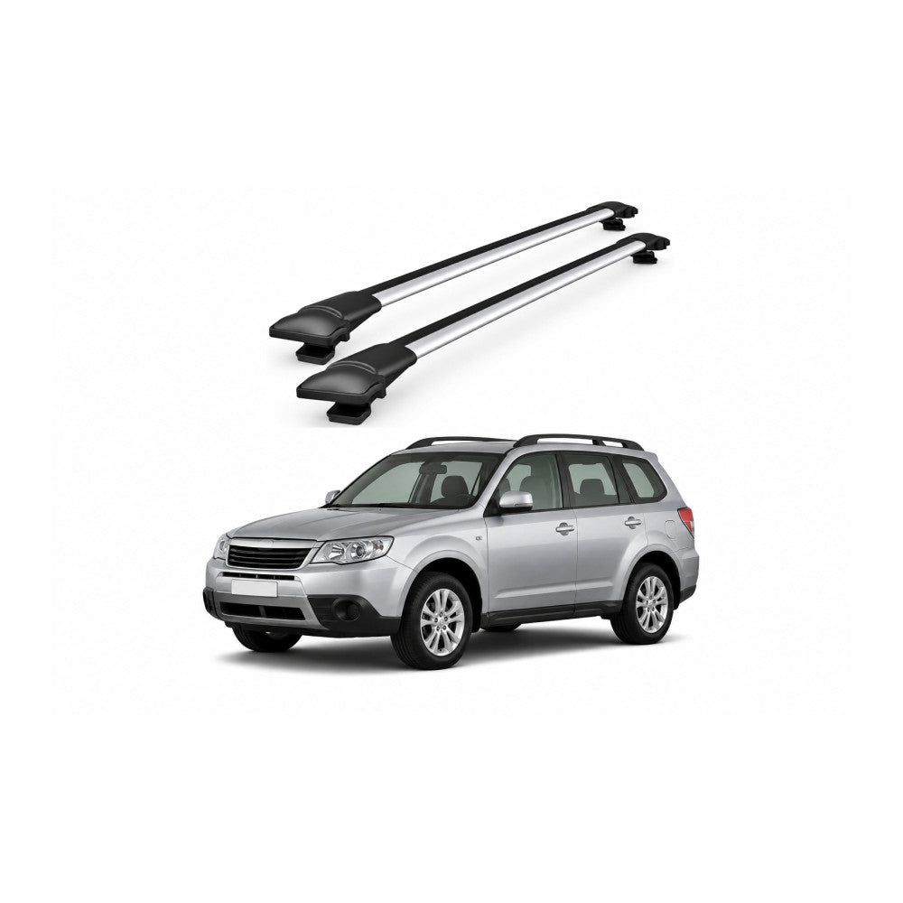 Bare Portbagaj Transversale idealSTORE pentru Subaru Forester (SH) SUV 2008-2012, 80-84 cm, Aluminiu, T-slot, Aerodinamice, Rezistenta la Coroziune, Sarcina Maxima 75 kg