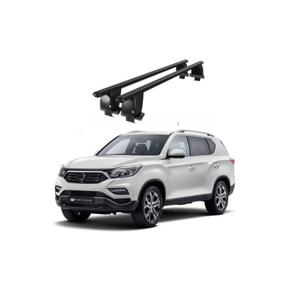 Bare transversale portbagaj auto SsangYong Rexton Sport Y400 Musso 2017+ idealSTORE, plafon neted, aluminiu, negru, blocare cu cheie (Copy)