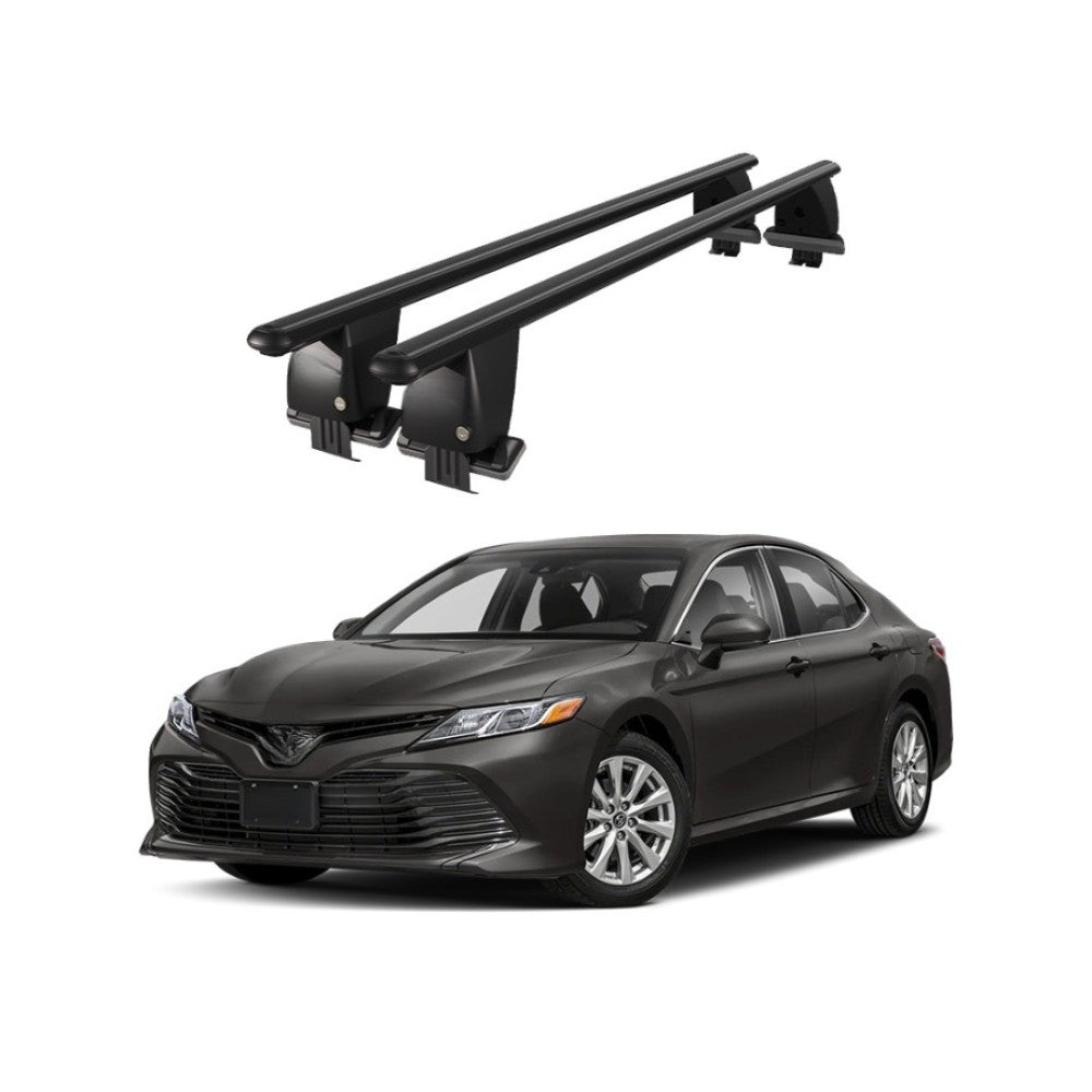 Bare transversale portbagaj auto Toyota Camry XV70 2017+ idealSTORE, plafon neted, aluminiu, negru, blocare cu cheie