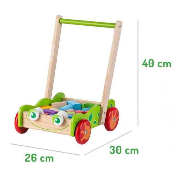Antemergator din lemn + 20 de cuburi ecotoys 2120