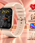 Smartwatch idealSTORE SaphirVision, Apel Bluetooth, Ecran HD Curbat 1,91 inchi, Monitorizare Fitness, Ritm Cardiac si Tensiune Arteriala, Compatibil iOS/Android, Gold