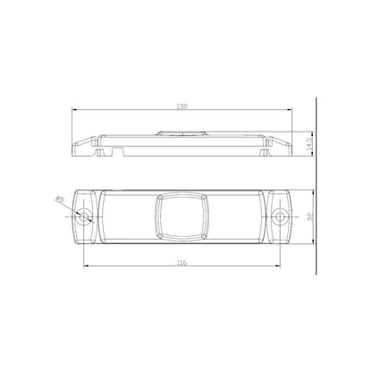 Lampa LED Gabarit idealSTORE, 12-36V, dimensiune 10032, 4 leduri Albe, cu suport Urechi, Forma Dreptunghiulara