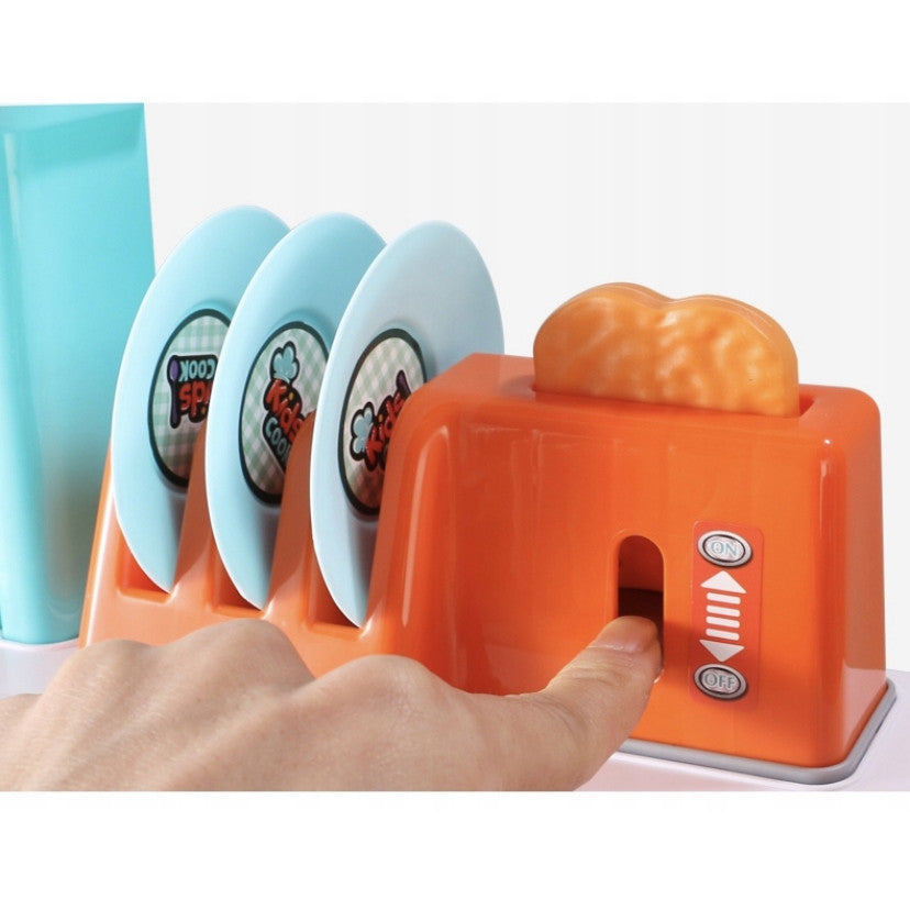 Set bucatarie copii, Aragaz, 46 Piese, Plastic, Albastru