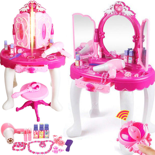 Set masa de toaleta, Accesorii, Sunete muzicale, Bagheta, Plastic, Roz