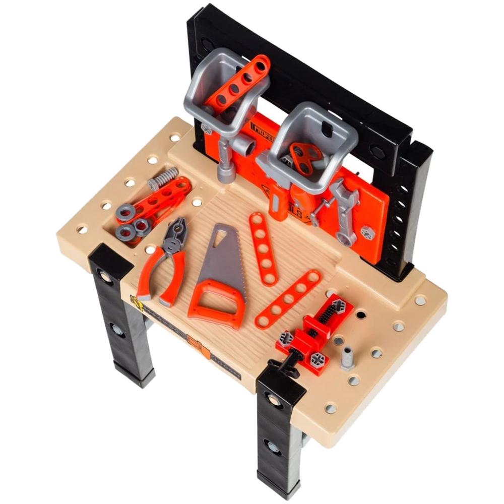 Banc de Lucru Jucarie pentru Copii cu Scule si Accesorii din Plastic, 65 de Piese pentru Atelier