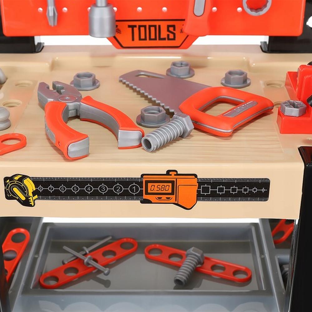 Banc de Lucru Jucarie pentru Copii cu Scule si Accesorii din Plastic, 65 de Piese pentru Atelier